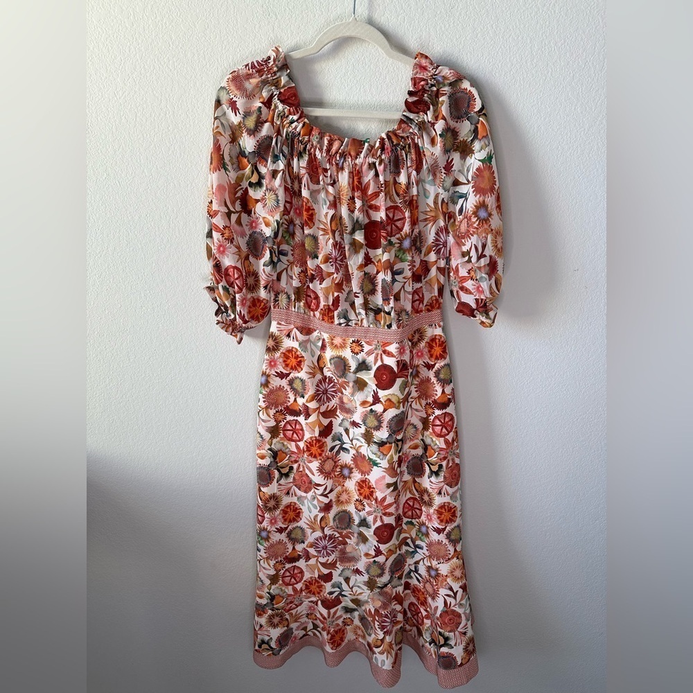 SALONI Grace Print Silk Off the Shoulder Dress in Ivory
Adorning/Hazel SZ US 8 - Picture 3 of 12